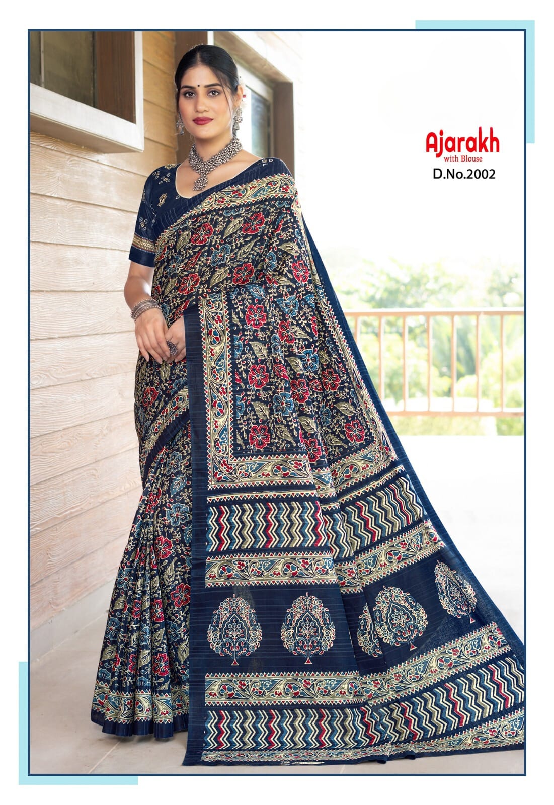 Daily Wear Cotton Ajrakh Printed Saree
