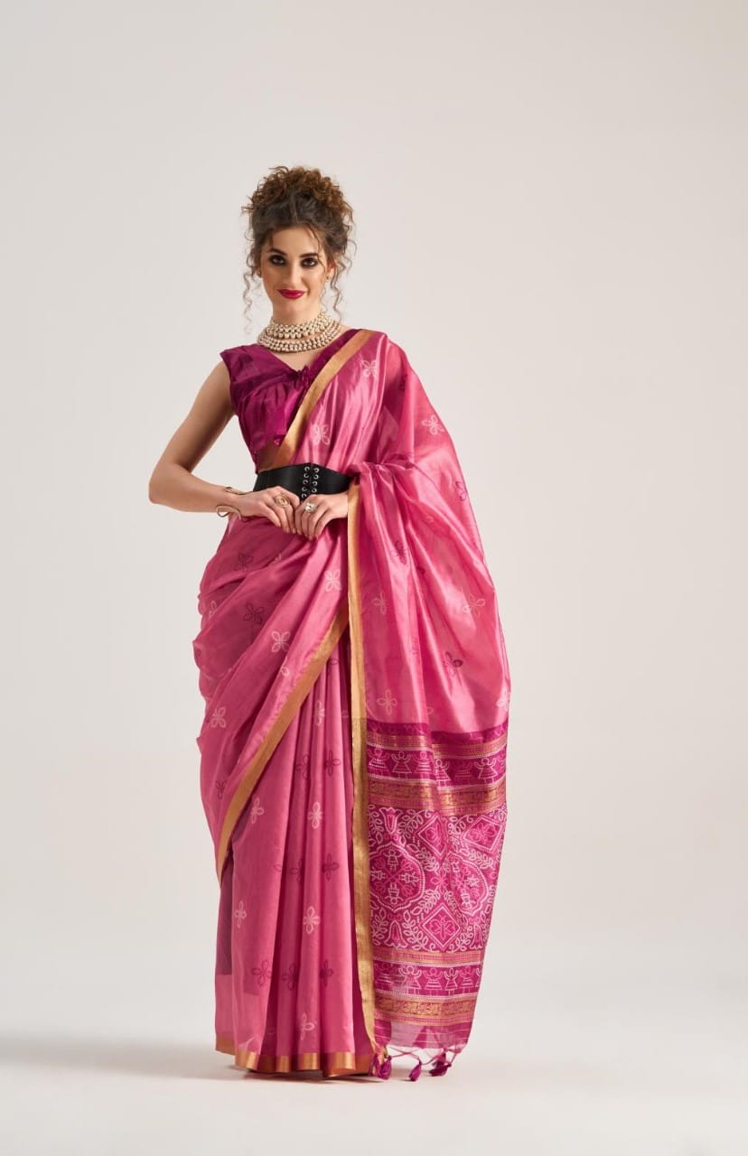 Wedding Wear Silk Patola Saree With Bandhani Print Pallu