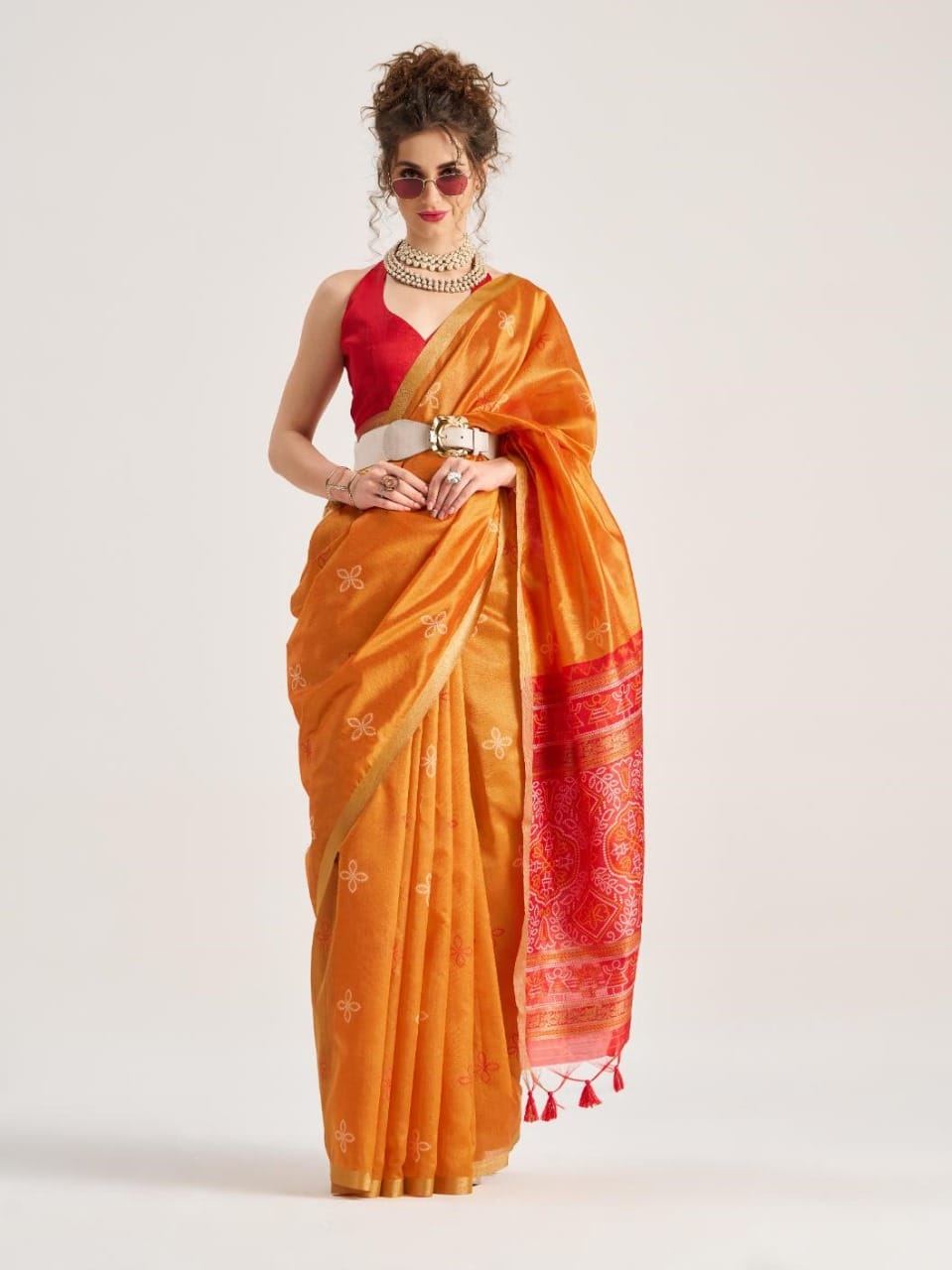 Wedding Wear Silk Patola Saree With Bandhani Print Pallu