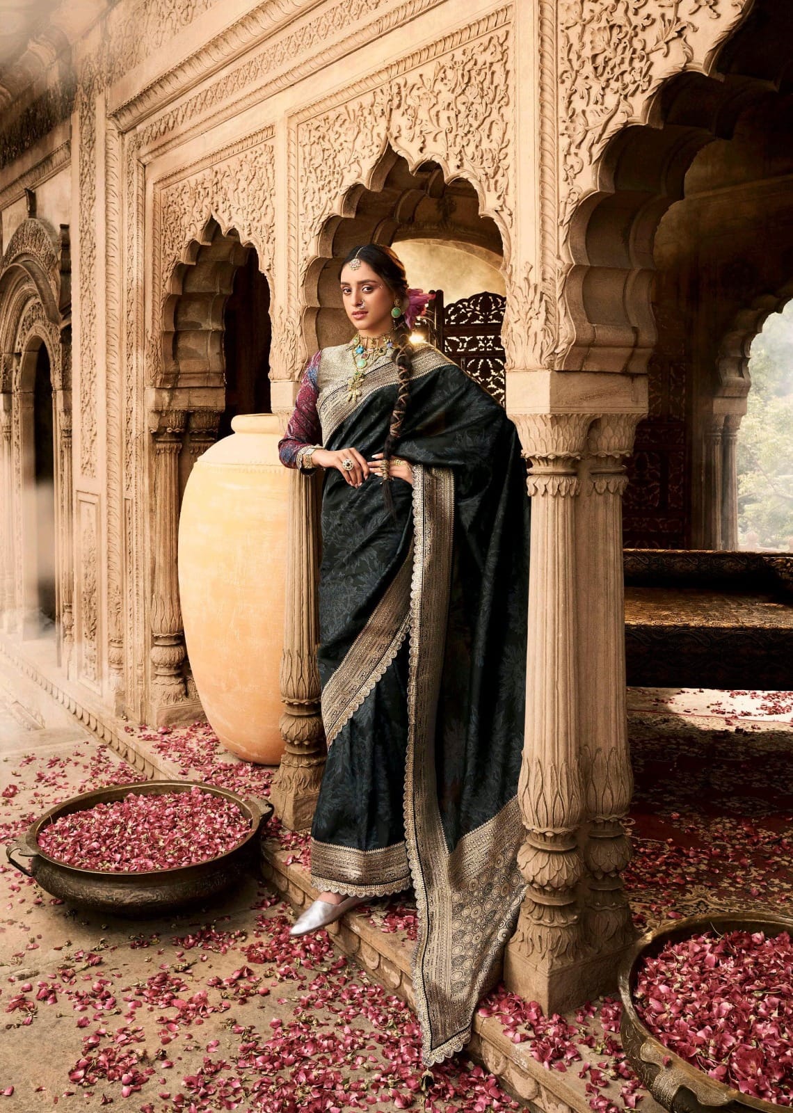 Soft Banarasi Silk Saree With Border For Wedding