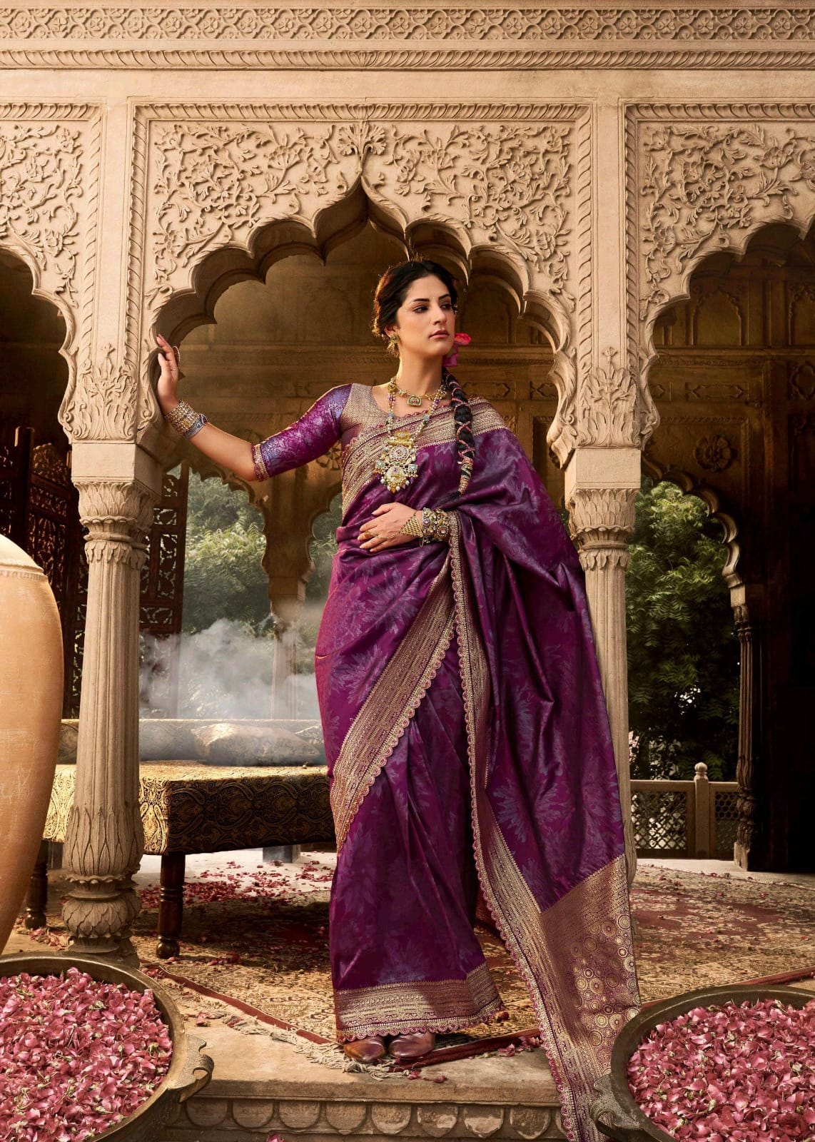 Soft Banarasi Silk Saree With Border For Wedding