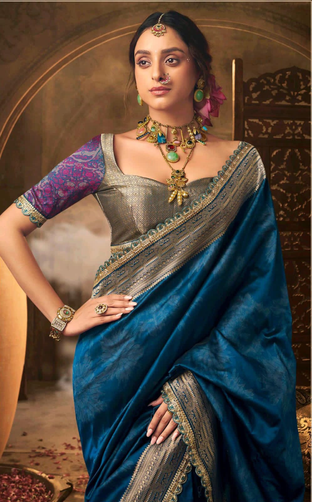 Soft Banarasi Silk Saree With Border For Wedding