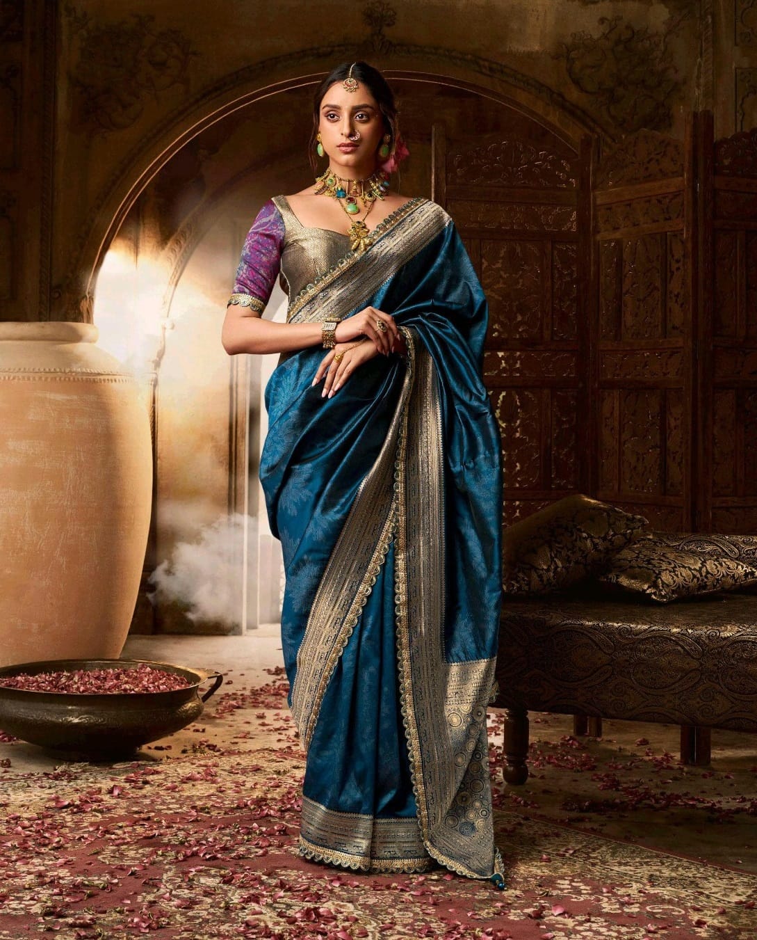 Soft Banarasi Silk Saree With Border For Wedding