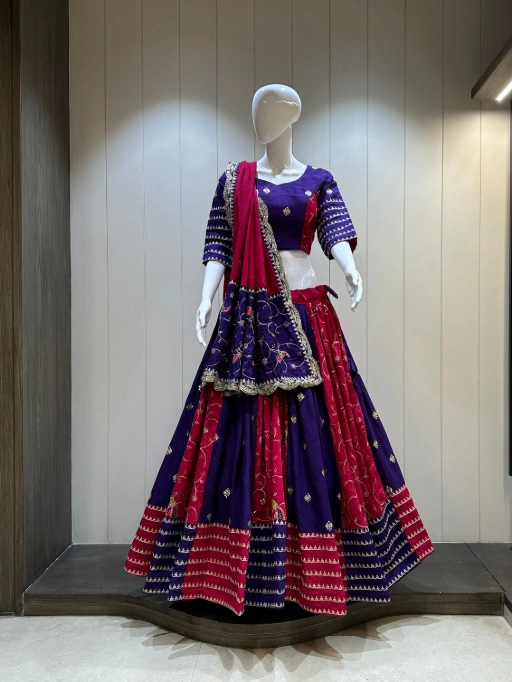 Big Flair Cotton Chaniya Choli Blue and Pink For navratri