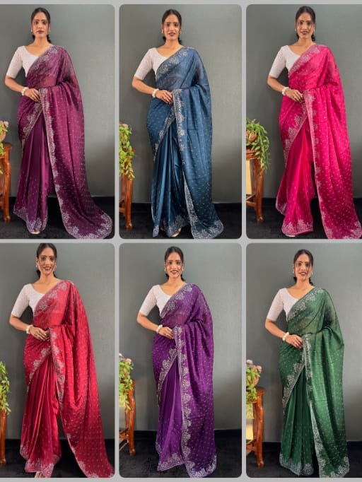 Buy Diamond Hotfix Rangoli Silk Saree
