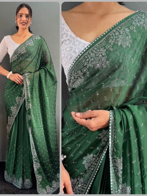Buy Diamond Hotfix Rangoli Silk Saree