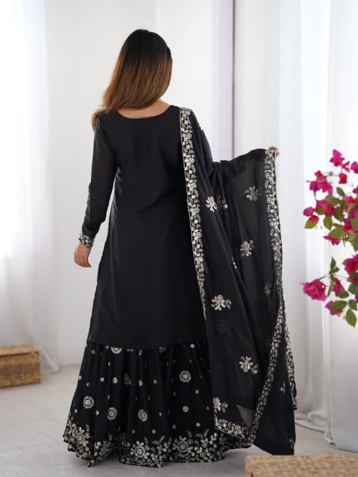 Black Sharara Suit