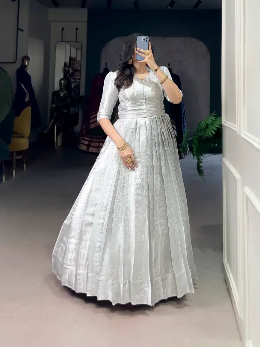 Designer Kanjivaram Silk Gown for Party