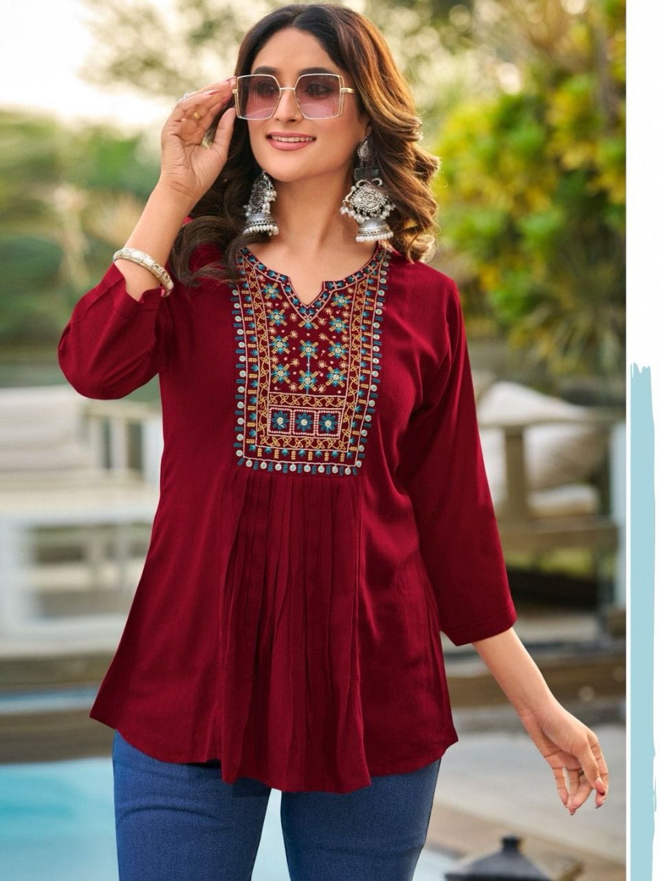 Elegant Short Tops with Embroidery