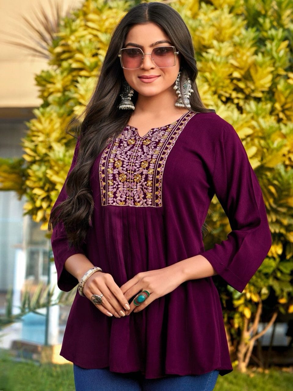 Elegant Short Tops with Embroidery
