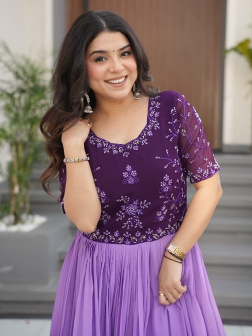 Festive Wear Beads Embroidery Gown for Girls