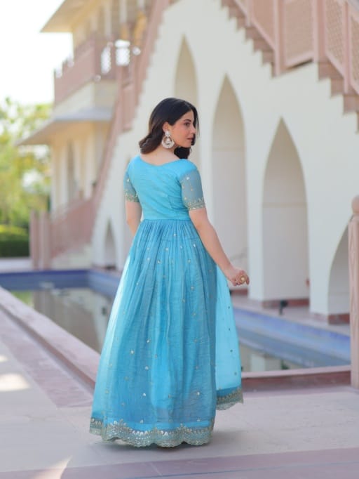 Functional Wear Readymade Sky Blue Gown