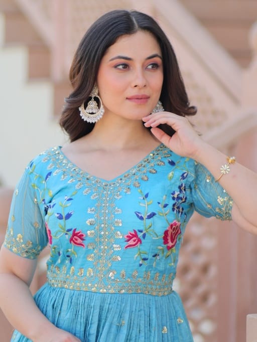 Functional Wear Readymade Sky Blue Gown