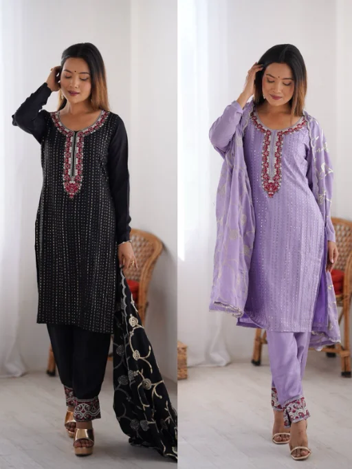 Heavy Embroidery Worked Straight Suit