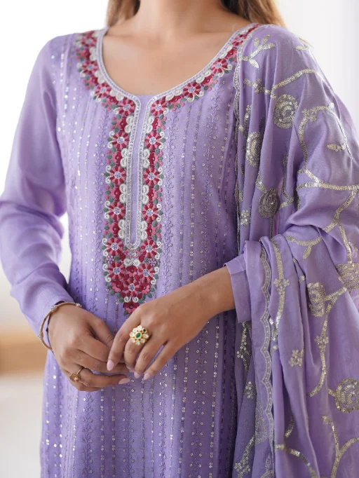 Heavy Embroidery Worked Straight Suit