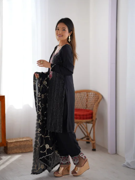 Heavy Embroidery Worked Straight Suit