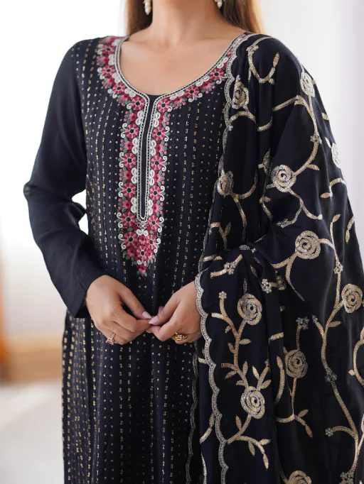 Heavy Embroidery Worked Straight Suit