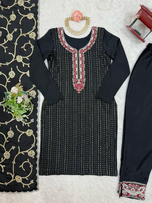 Heavy Embroidery Worked Straight Suit