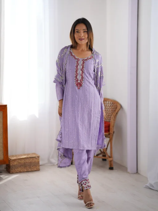 Heavy Embroidery Worked Straight Suit