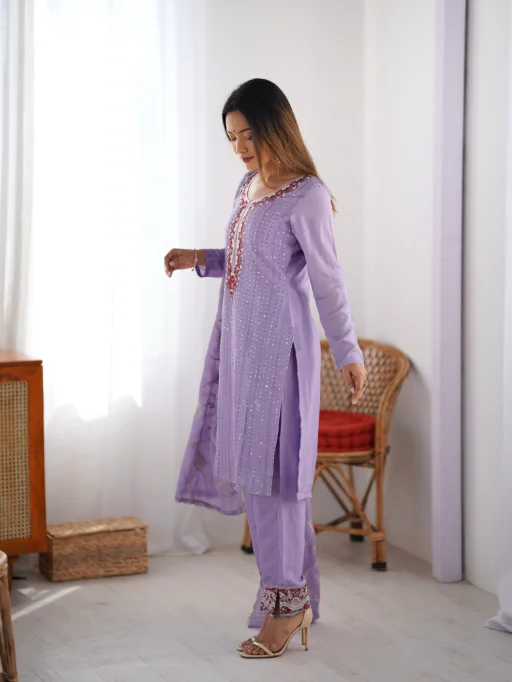 Heavy Embroidery Worked Straight Suit