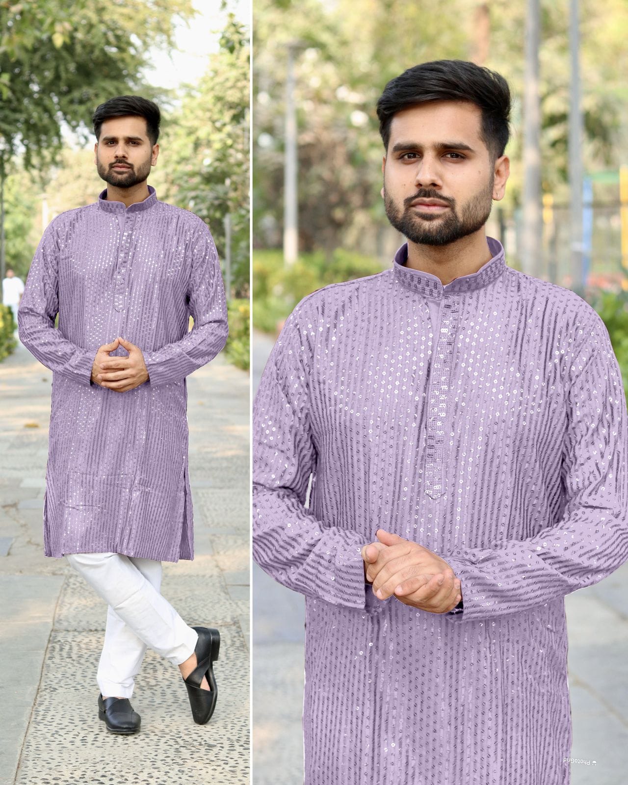 Heavy Embroidery and Sequin Work Men’s Kurta Set