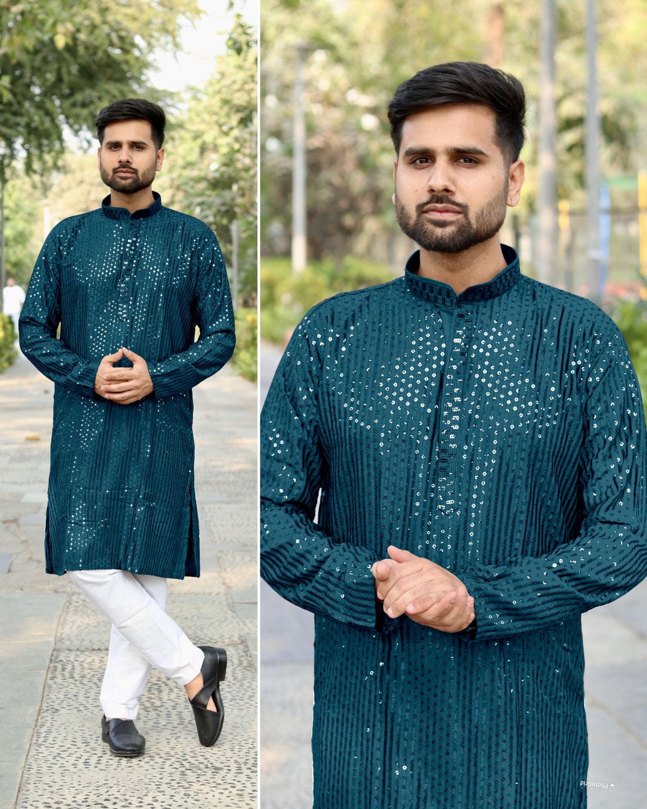 Heavy Embroidery and Sequin Work Men’s Kurta Set