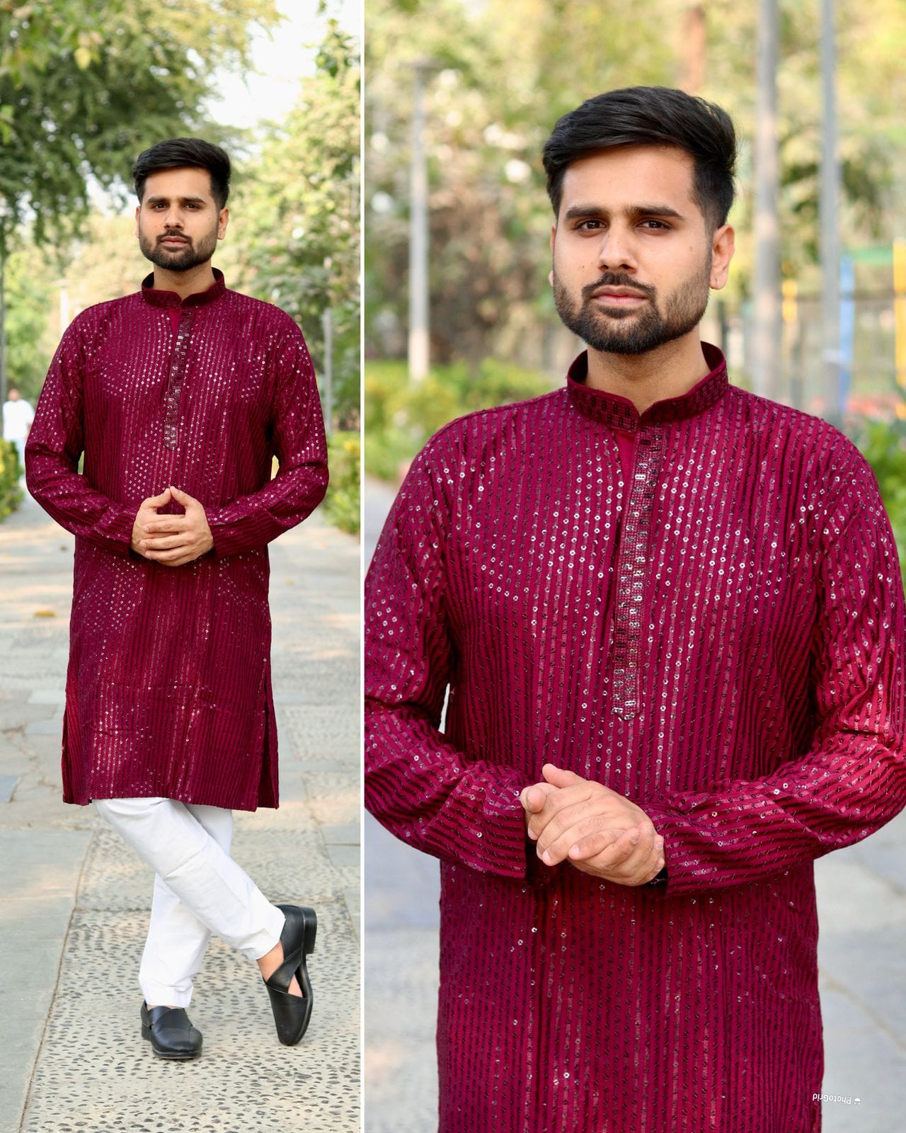 Heavy Embroidery and Sequin Work Men’s Kurta Set