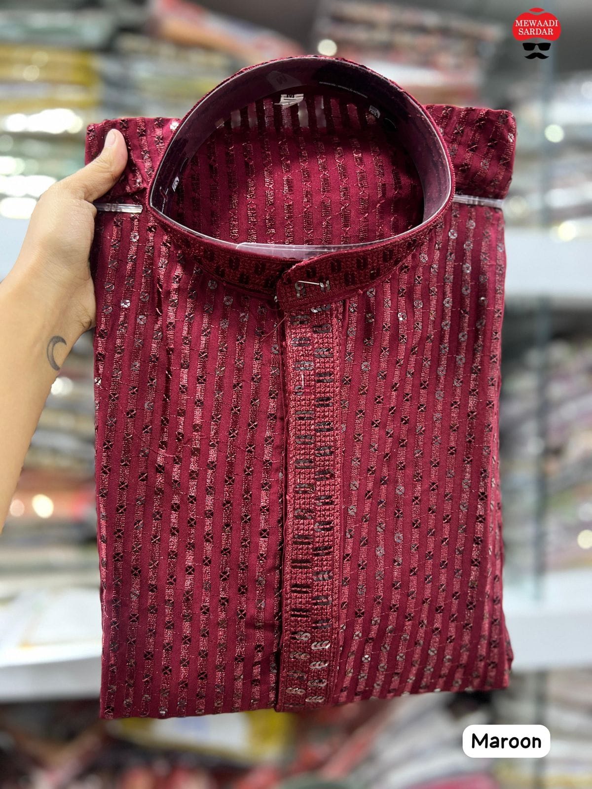 Heavy Embroidery and Sequin Work Men’s Kurta Set