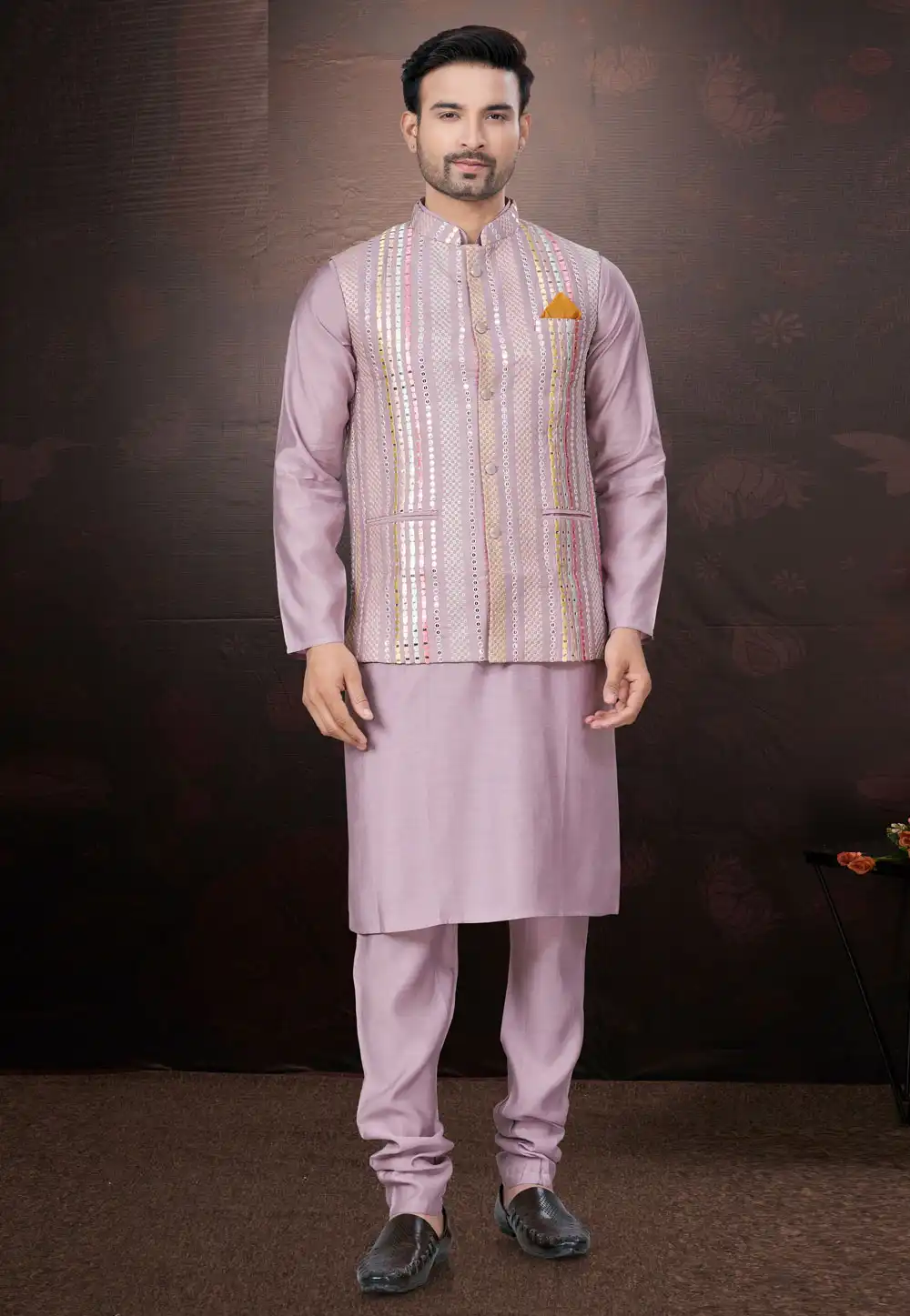 Wedding Wear Kurta With Nehru Jacket For Mens