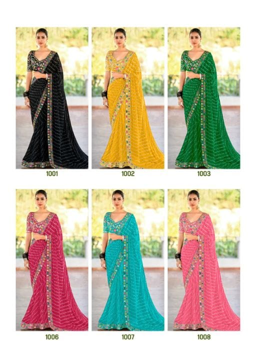 Pastel Color Saree with Multi-Color Embroidery Blouse