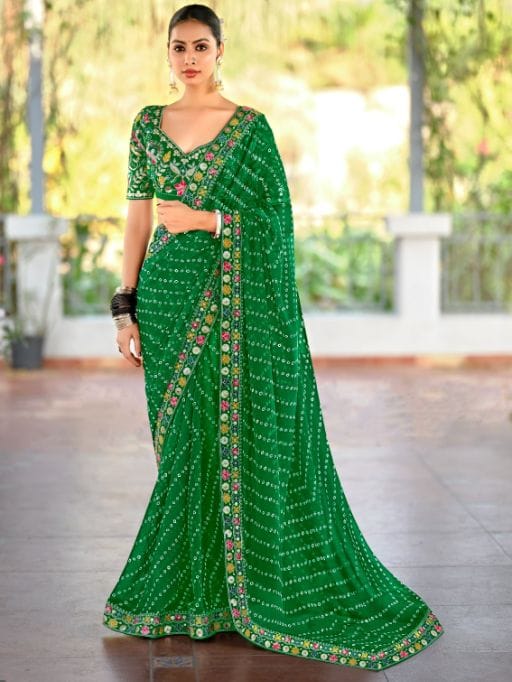 Pastel Color Saree with Multi-Color Embroidery Blouse