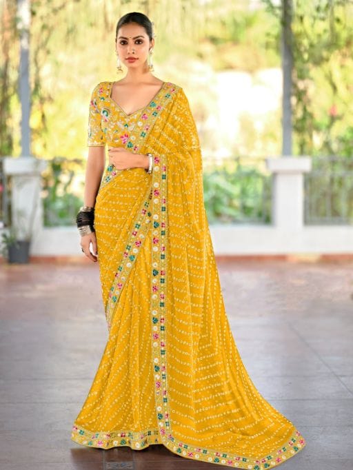 Pastel Color Saree with Multi-Color Embroidery Blouse
