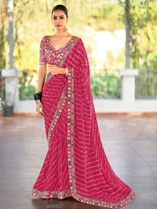 Pastel Color Saree with Multi-Color Embroidery Blouse