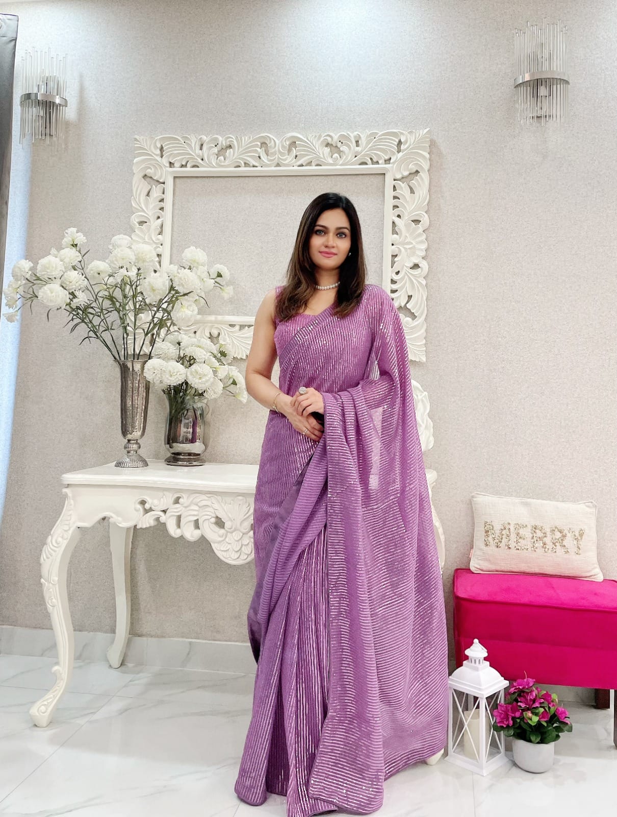 Premium Georgette Sarees with Sequin Work