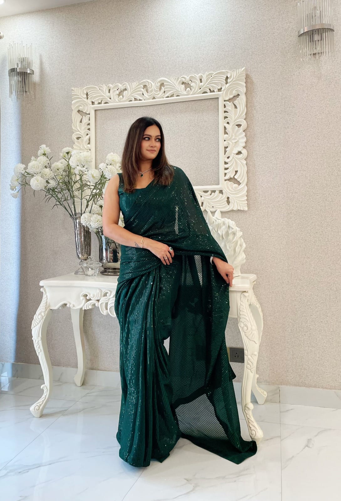 Premium Georgette Sarees with Sequin Work