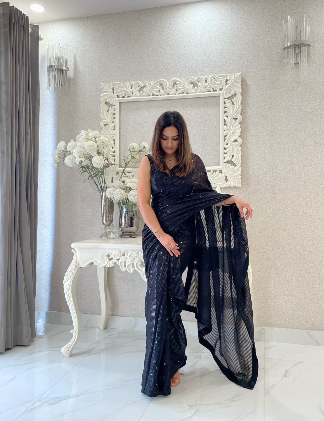Premium Georgette Sarees with Sequin Work