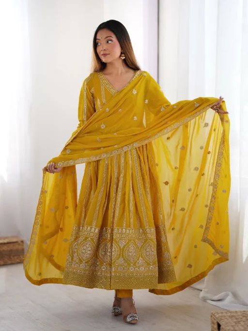 Readymade Yellow Anarkali Suit for Haldi Function