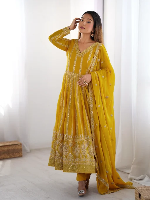 Readymade Yellow Anarkali Suit for Haldi Function