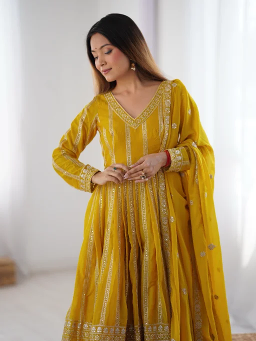Readymade Yellow Anarkali Suit for Haldi Function