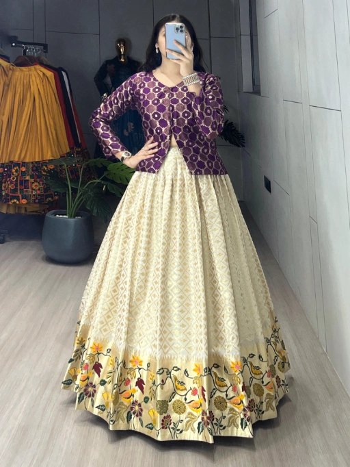 Royal Paithani Elegance – Silk Jacquard Ethnic Co Ord set (Lehenga & Koti Set)