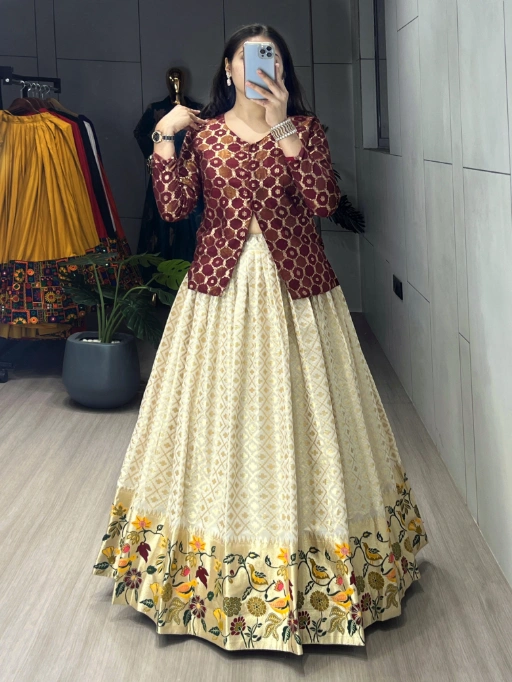 Royal Paithani Elegance – Silk Jacquard Ethnic Co Ord set (Lehenga & Koti Set)
