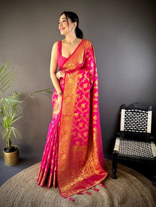 Soft Banarasi Silk Saree with Flower Weaves