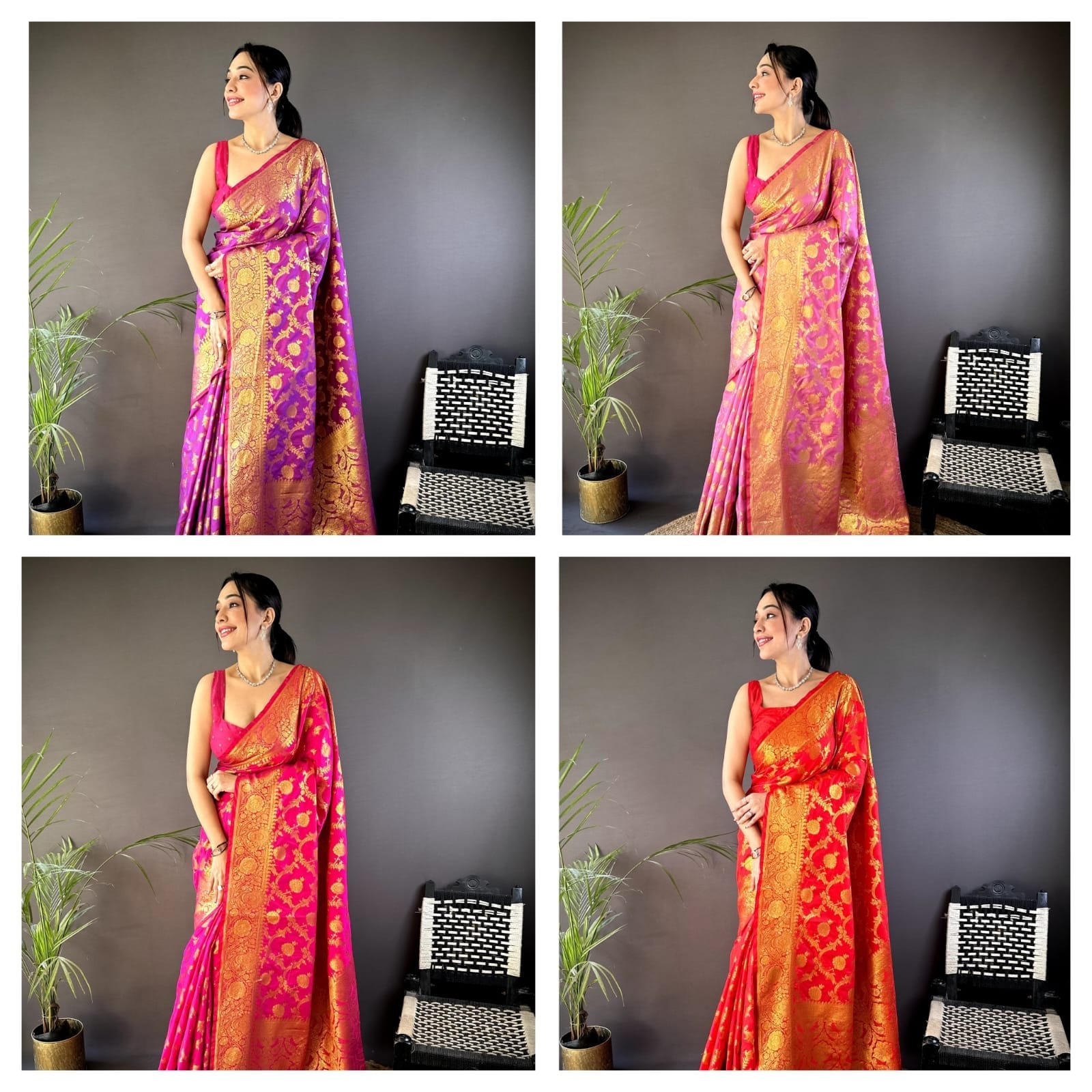 Soft Banarasi Silk Saree with Flower Weaves