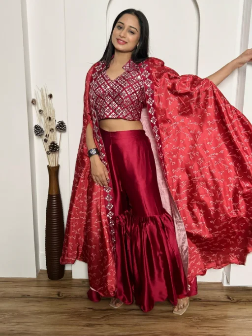 Stylish Red Indo Western Set for Wedding