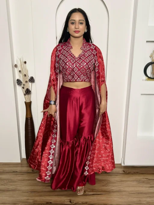 Stylish Red Indo Western Set for Wedding