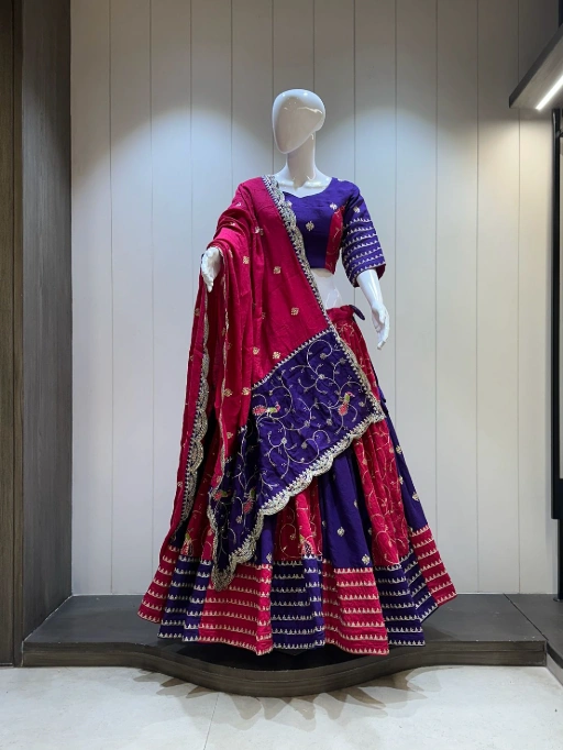 Big Flair Cotton Chaniya Choli Blue and Pink For navratri