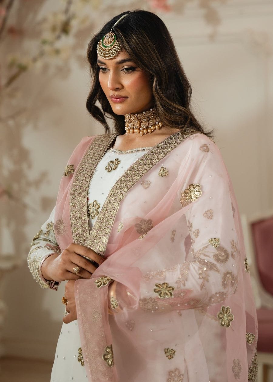 Readymade White Sharara with Multicolor Embroidery