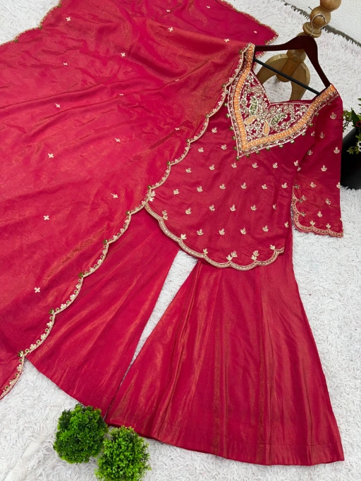 Bollywood Inspired Short Shirt and Plazzo Salwar