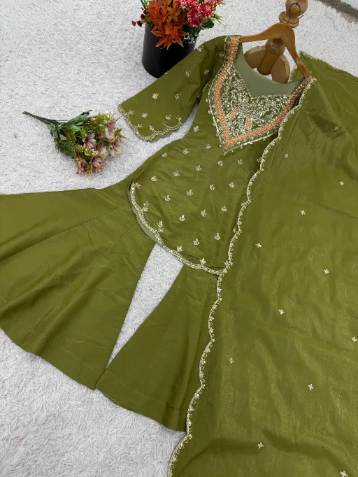 Bollywood Inspired Short Shirt and Plazzo Salwar