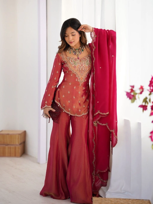 Bollywood Inspired Short Shirt and Plazzo Salwar
